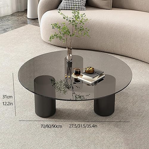 RYZQWE Table de Salon Ronde, Table Basse de Salon Effet Verre Rond Table de Canapé Table a Café Verre et Métal Piédestal Table d'Appoint Nordique Scandinave 90x31cm (Color : A, Size : 31.5x12.2in) - Nail Gallerys