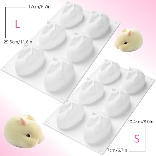 2 Pièces Moule En Silicone Lapin Pâques, Pâques en Silicone pour Lapin, Moule à Gâteau 3D en Forme de Lapin, Moule En Silicone Lapin Mousse, Moule de Cuisson pour Desserts Savons Pain, Bleu + Rose - Nail Gallerys