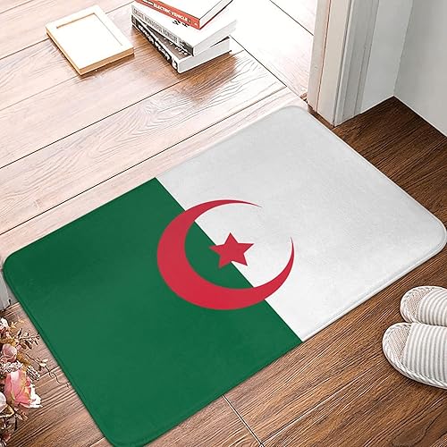 WZYWHJ Paillasson antidérapant 40,6 x 61 cm Facile à nettoyer Convient pour porte d'entrée, salon, salle de bain Motif drapeau de l'Algérie - Nail Gallerys