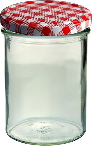 Lot de 12 pots en verre de 435 à 82 ml - Avec des couvercles de couleurs différentes au choix rouge à carreaux - Nail Gallerys