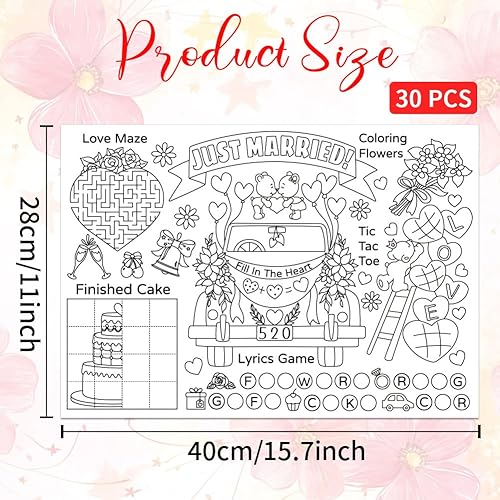 WEBEEDY 30 Sets de Table en Papier de Coloration Mariage 40x28 cm Sets de Table en Papier de Coloration Gâteau de Voiture pour Décoration de Table de Fête, Décoration de Restaurant de Noël de Mariage - Nail Gallerys