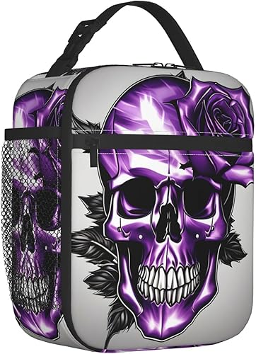 KPXXAQT Sac à déjeuner isotherme réutilisable avec imprimé rose et tête de mort Violet - Nail Gallerys