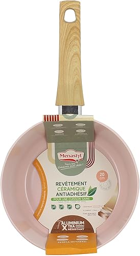 MENASTYL - Casserole 20cm avec revêtement antiadhésif céramique (Sans PFAS/Sans PTFE) tous feux dont induction - En Aluminium - Gamme Colorama - Rose - 6020925 - Nail Gallerys
