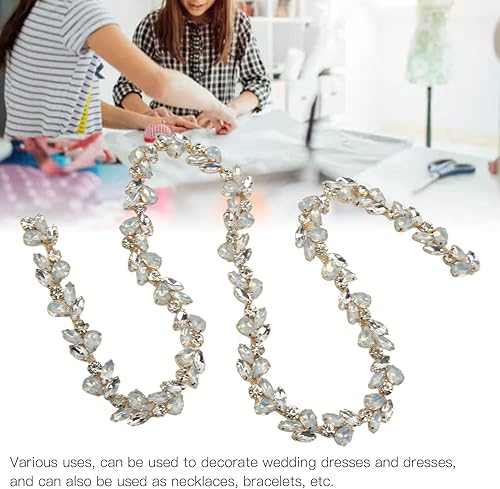 Garniture en Strass, 1 Yard Scintillant Strass Fleur Chaîne Garniture Cristal Fermer Chaîne Applique pour Couture Artisanat Vêtements de Fête de(Chaîne en diamant blanc d'œuf de 2 cm de large) - Nail Gallerys
