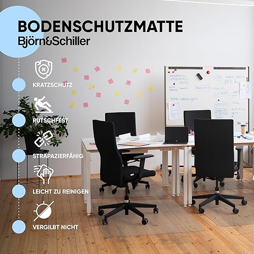 Björn&Schiller Tapis de Protection du Sol Anti-rayure Sous-main de Bureau Transparent Antidérapant Tapis de Chaise de Bureau Tapis de Sol Tapis de Chaise Épaisseur : 1,5 mm Dimensions : 100 x 120 cm - Nail Gallerys