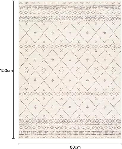 Livabliss Nagano Tapis Géométrique Scandinave - Grand Tapis Salon, Salle à Manger, Chambre, Cuisine - Design Boheme Chic, Berbere Moderne, Poil Court 140x200 cm - Blanc et Gris - Nail Gallerys
