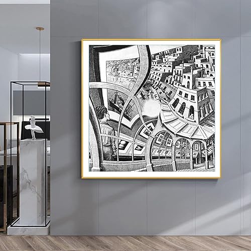 Waeta Rnvzx Célèbre M.C Escher Affiche Et Estampes Abstrait Esthétique Toile Art Mural M.C Escher Peinture M.C Escher Photos Décoration Moderne 40x40cm sans Cadre - Nail Gallerys