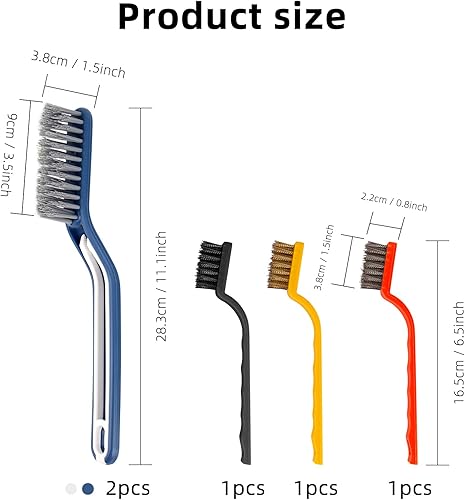 smtfcty Brosse de Nettoyage des Interstices, 5 pièces, Brosses de Nettoyeur de Crevasses à Poils Rigides en PET, Bleu, Blanc, Inclut des Clips, Pour Fenêtres, Portes, Toilettes, Cuisine, Salle de Bain - Nail Gallerys