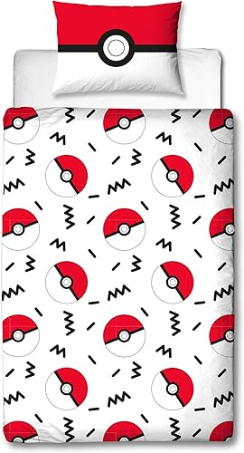 Character World Pikachu Housse de Couette Simple | Produit sous Licence Officielle Pokémon réversible Super Memphis avec taie d'oreiller Assortie, Polycoton Coton 50% Polyester, Jaune - Nail Gallerys