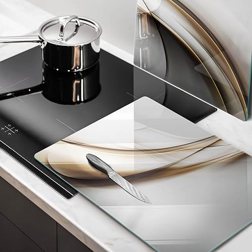 Wallfluent Protection Plaque Induction Protection Plaque 2x40x52cm Cuisson Résistance Multifonctionnelle Accessoires de cuisine - Lignes d'abstraction légères - Nail Gallerys