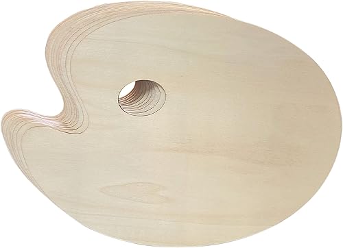 Lot de 12 palettes de peinture ovales en bois brut pour travaux manuels 30,5 x 22,9 cm - Nail Gallerys