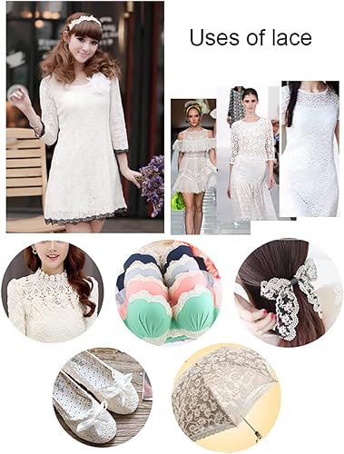 5 m x 10 cm - Bordure en dentelle vintage - Ruban décoratif en coton - Ruban décoratif en dentelle - Pour bricolage - Emballage de fleurs, décoration de nappe, emballage cadeau, blanc - Nail Gallerys