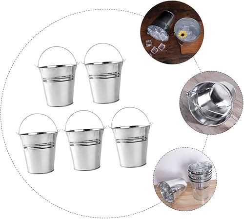CIYODO Lot de 5 seaux à Glace en Fer pour Le Stockage des collations des Frites des Bars - Nail Gallerys