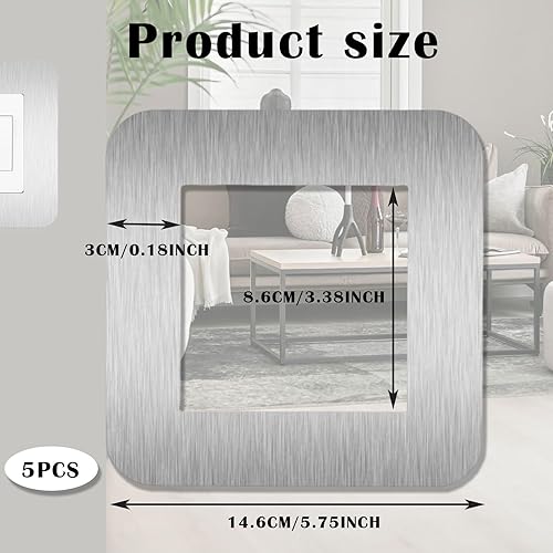 Lot de 5 caches d'interrupteur pour interrupteur - Plaques d'interrupteur - Autocollants pour interrupteur - Décoration murale pour interrupteur mural (8,6 x 8,6 cm, argenté) - Nail Gallerys
