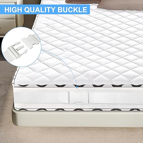 Combinez Matelas 10 Mètres Combinez Matelas Simple en Double Ajustable, Combinez deux Matelas Simples pour Connectez le Matelas pour Draps de Lit Ferme Draps - Boucle Blanche - Nail Gallerys