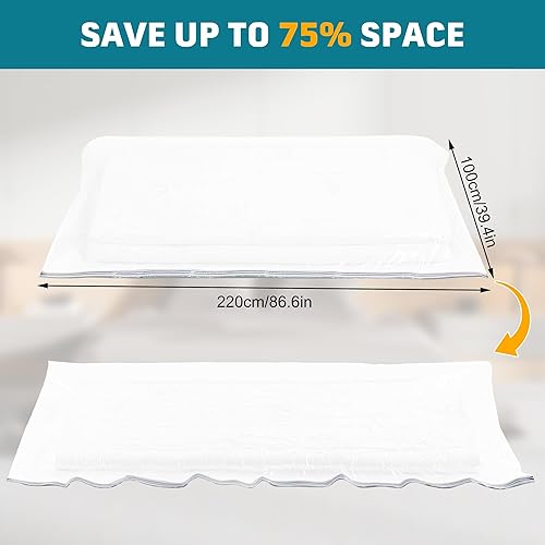 Kssvzz 220 x 100CM Sac de Rangement sous Vide pour Matelas, Lot de 2 220 x 100CM Housse Matelas de Compression, Compactor Rangement sous Vide pour Stockage à long terme et Déménagement - Nail Gallerys