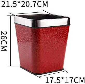 Rart Carrés en Cuir Poubelle,Rouge Poubelle Salle De Bain sans Couvercle Ménage Corbeille à Papier-Rouge 7l - Nail Gallerys
