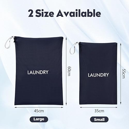 Lot de 2 sacs à linge, 45 x 60 cm, 35 x 55 cm, sacs à linge de voyage étanches avec fermeture éclair, sac de rangement pliable, sac de rangement, sac de rangement, sac de voyage, sac à linge, sac à - Nail Gallerys