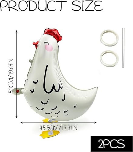 TUONYIS Lot de 2 ballons gonflables en forme de coq pour enterrement de vie de jeune fille, décoration de fête d'anniversaire, fête prénatale, fournitures de fête (blanc) - Nail Gallerys