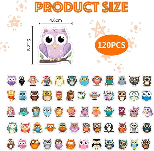 CVFRTT 120 Autocollants Hibou, Autocollants Animaux Mignons, Autocollants Graffiti De Dessin Animé Imperméables, Bagages Décoratifs, Guitares, Planches À roulettes - Nail Gallerys
