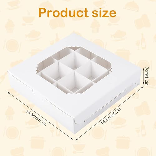 Ghopy Lot de 20 boîtes à bonbons avec inserts et fenêtre - 16 compartiments - Mélange de truffes au chocolat - Pour emballage de gâteaux - Pour anniversaire, mariage - Nail Gallerys