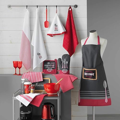 Douceur d'Intérieur, Gant et Manique (18 x 28 cm/20 x 20 cm) Au Bistrot Rouge, Coton Imprimé - Nail Gallerys