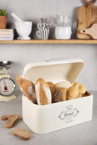 Excelsa Fine Quality Boîte à Pain en métal, crème, Dimensions : 30 x 20 x (H) 15 cm - Nail Gallerys