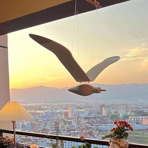 Socueny Mouettes EnvoléEs Suspendues Aile Mobile en Bois DéCoration de Mouette Volante Pendentif de Plafond DéCoration Murale Nautique Unique pour - Nail Gallerys