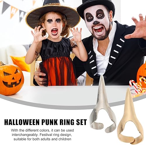 Beavorty 8pièces Anneaux De Doigt Punk Pour Halloween Accessoires De Fête Décorations De Costume Style Gothique Avec Ouverts - Nail Gallerys