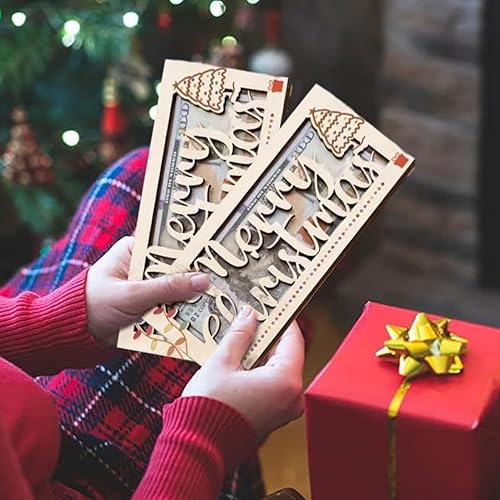 lanliflying Porte-billets de Noël, cartes de vacances amusantes | Décorations de Noël exquises en bois pour amoureux, amis, vacances, famille - Nail Gallerys