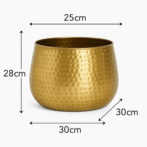 Pot de fleurs en métal martelé doré moyen - Nail Gallerys