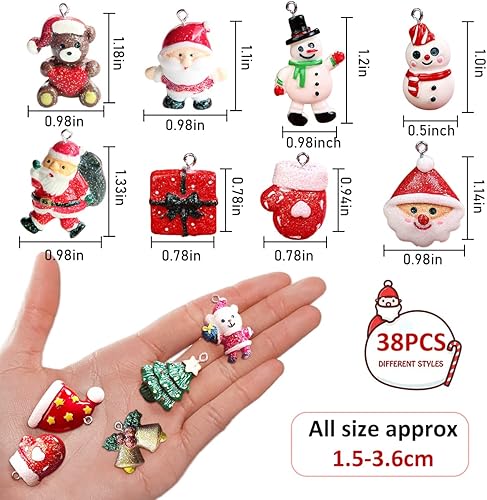 MEIYIFAN 38 Pièces Mini Ornements de Noël en Breloques Suspendues,Kit de Mini Ornements de Noël pour Decoration Noël Cadeau DIY - Nail Gallerys