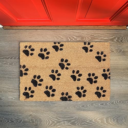 Relaxdays Paillasson Coco, Pattes, 60x40 cm, Tapis d’entrée pour intérieur et extérieur, antidérapant, Nature/Noir - Nail Gallerys