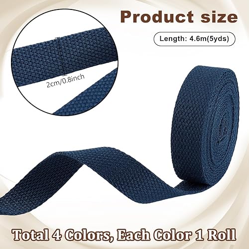 PH PandaHall 18.3m Ruban Sergé de Couture en Coton Sangle de Couture 20mm Ruban Plat en Tissu Sangles en Coton pour Couture Emballage Décoration Sacs Artisanat - Nail Gallerys