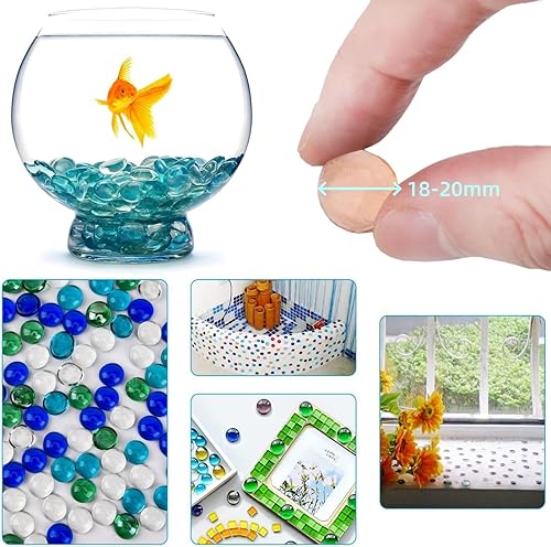 90Pcs Billes Plates, Galets de Verre Ornementaux, Billes Plates Enfant, Galets de Verre, Cabochons en Verre Colorés pour L'aménagement Paysager des Aquariums, Décoration des Enfants à Faire Soi-Même - Nail Gallerys