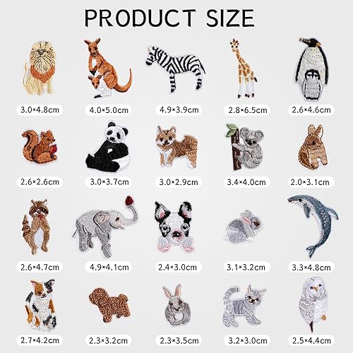 GIDWRIY Lot De 20 Patch Thermocollant Vetement,Ecusson Thermocollant Enfant,Patch Jean à Coudre,Patchs Réparation Textile,Ecusson à Coudre Animal,Patchs Brodé,Diy Broderie Autocollant pour T-shirt - Nail Gallerys