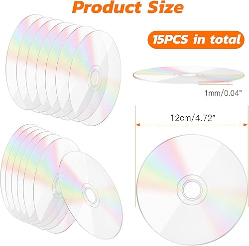 OOTSR 15 Pièces CDs Transparents pour Peinture, 12cm Disques Ronds, pour Décoration Murale des Chambres, Fête Gâteaux Décor - Nail Gallerys