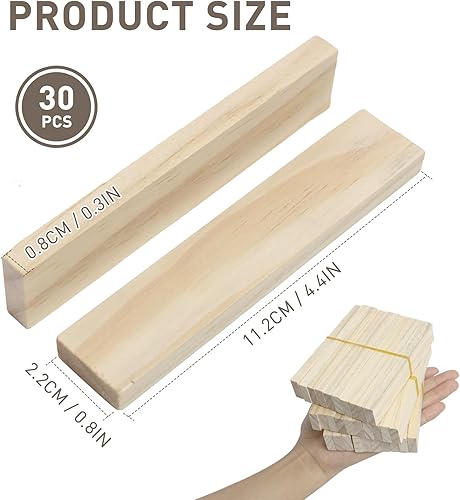 Yerozhui 30 pcs batonnet en bois, bois a sculpter, tasseau bois, Blocs de bois de construction en chêne, blocs de bois pour décoration et bricolage, 100x20x7 mm, pour la construction et le lambris - Nail Gallerys