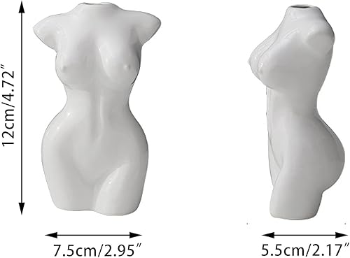 Vase sculpté en céramique en forme de corps humain - Décoration pour plantes - Artisanat créatif pour la maison, le jardin, la cour - Blanc - Nail Gallerys