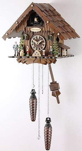 Eble 24722 Horloge à coucou musicale en bois véritable avec mouvement à quartz alimenté par pile Chalet de Heidi 21 cm - Nail Gallerys