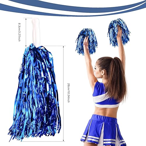 LINYAPRY Lot de 24 pompons métalliques de pom-pom girl pour enfants, pom-pom girls avec poignée bâton, fleur de main d'équipe pour adultes, esprit d'équipe, sport, fête dansante - Nail Gallerys