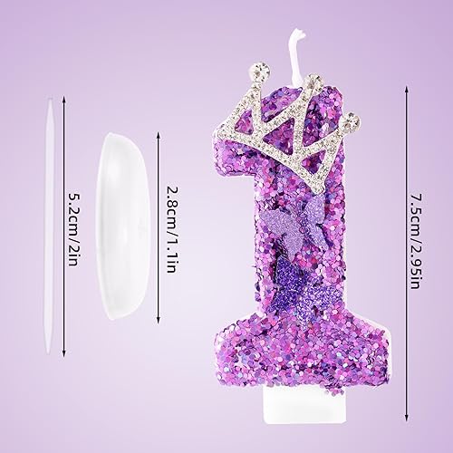 Bougies Chiffres Anniversaire, Bougies D'anniversaire Couronne Papillon Violet Décoration de Gâteau Paillettes Fournitures pour Fête D'anniversaire (7) - Nail Gallerys