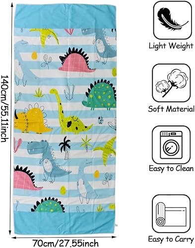 Dinosaure Serviette de Plage, Serviette de Bain Enfant 70 x 140 cm, Dinosaures Séchage Rapide Ultra Absorbant Super Doux Couverture de Plage pour Filles Garçon Enfants - Nail Gallerys