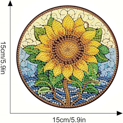 Lot de 4 sets de table ronds en bois, peinture diamant à faire soi-même, tapis de thé, sets de table de cuisine, présentoir à desserts, décoration de table d'intérieur pour cuisine, table à manger - Nail Gallerys