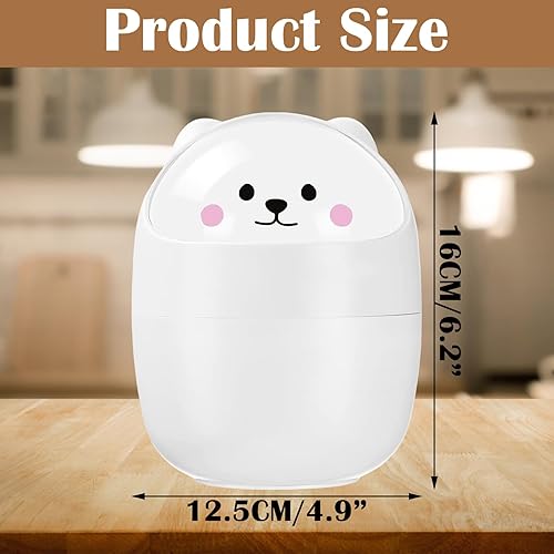 Wisebom Mini Poubelle de Bureau avec Couvercle Mini Poubelle de Table Mignonne Poubelle Petite Poubelle de Bureau Petite Dessin Animé Poubelle avec Autocollant Décoratif pour Maison Chambre Bureau - Nail Gallerys
