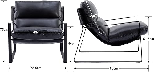 Ya-Home Fauteuil de Salon Moderne en Cuir PU Fauteuil Chambre Confortable avec Cadre en Métal, Fauteuil Relax pour Salon/Chambre, Marron - Nail Gallerys