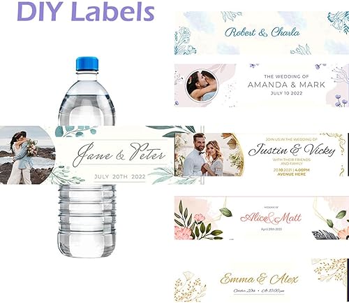 Lot de 30 étiquettes de bouteille de mariage personnalisées, autocollants de mariage avec texte photo, étiquettes de bouteille d'eau de mariage, étiquettes de bouteille d'eau de mariage (9) - Nail Gallerys