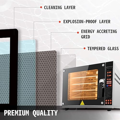 VEVOR Four à Convection Électrique 4,5 kW Mini-Four avec Chaleur Tournante 60L Four à Pizza Électrique 4 Plateaux 0-350℃ Fonction de Pulvérisation pour Cuire Gâteaux, Tartes, Biscuits, Poulets, Pizzas - Nail Gallerys