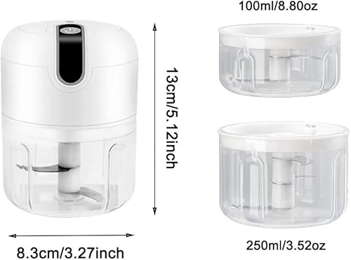 Mini hachoir à ail électrique, presse-ail, hachoir à double couteau, mélangeur de cuisine portable sans fil avec chargement USB, puissant et facile à nettoyer - Nail Gallerys