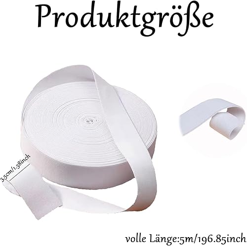Tovbmup Bande élastique blanche de 35 mm - 5 m de long pour la couture - Largeur : 35 mm - Bande élastique pour bricolage - Accessoires de couture - Élastique de pantalon, ceinture de taille - Nail Gallerys